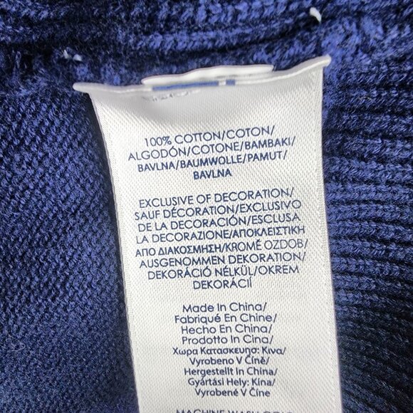 Mens Chaps Blue Knitted Vest Jacket Brown Suede Accents Full Zip Sleeveless XXL - Picture 6 of 10